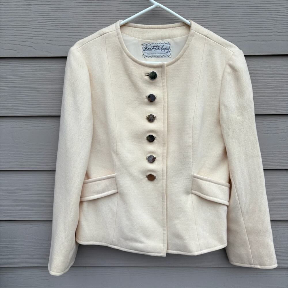 Vintage Marshall Fields White Womens Blazer Size 8
